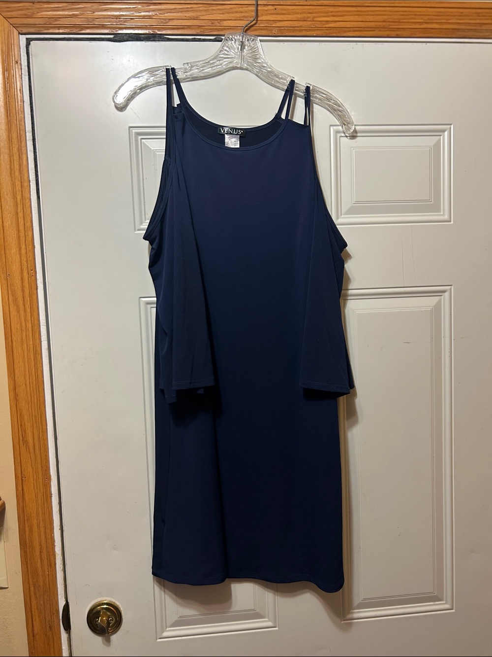 VENUS Navy Cold-Shoulder Mini Dress L